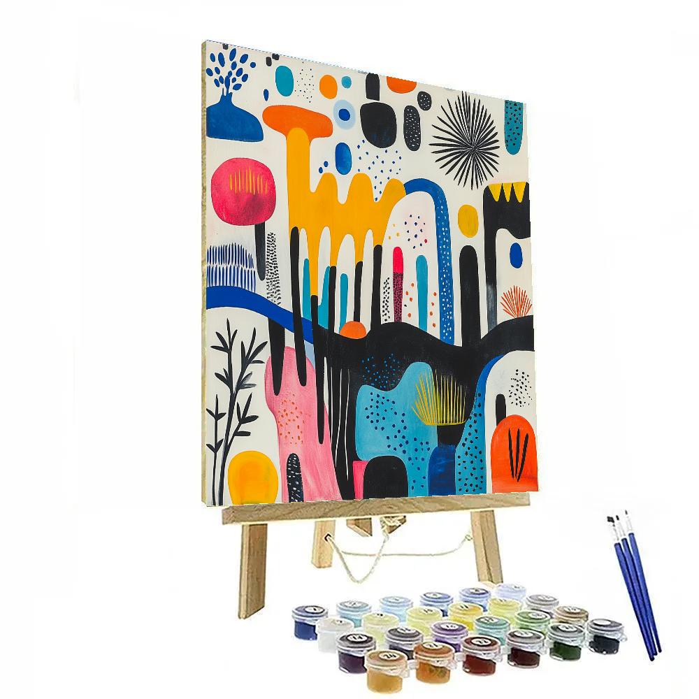 Miró Inspired Coral Playground Number painting