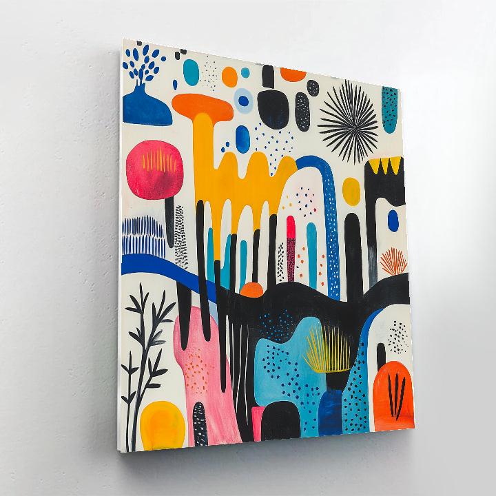 Miró Inspired Coral Playground Number painting