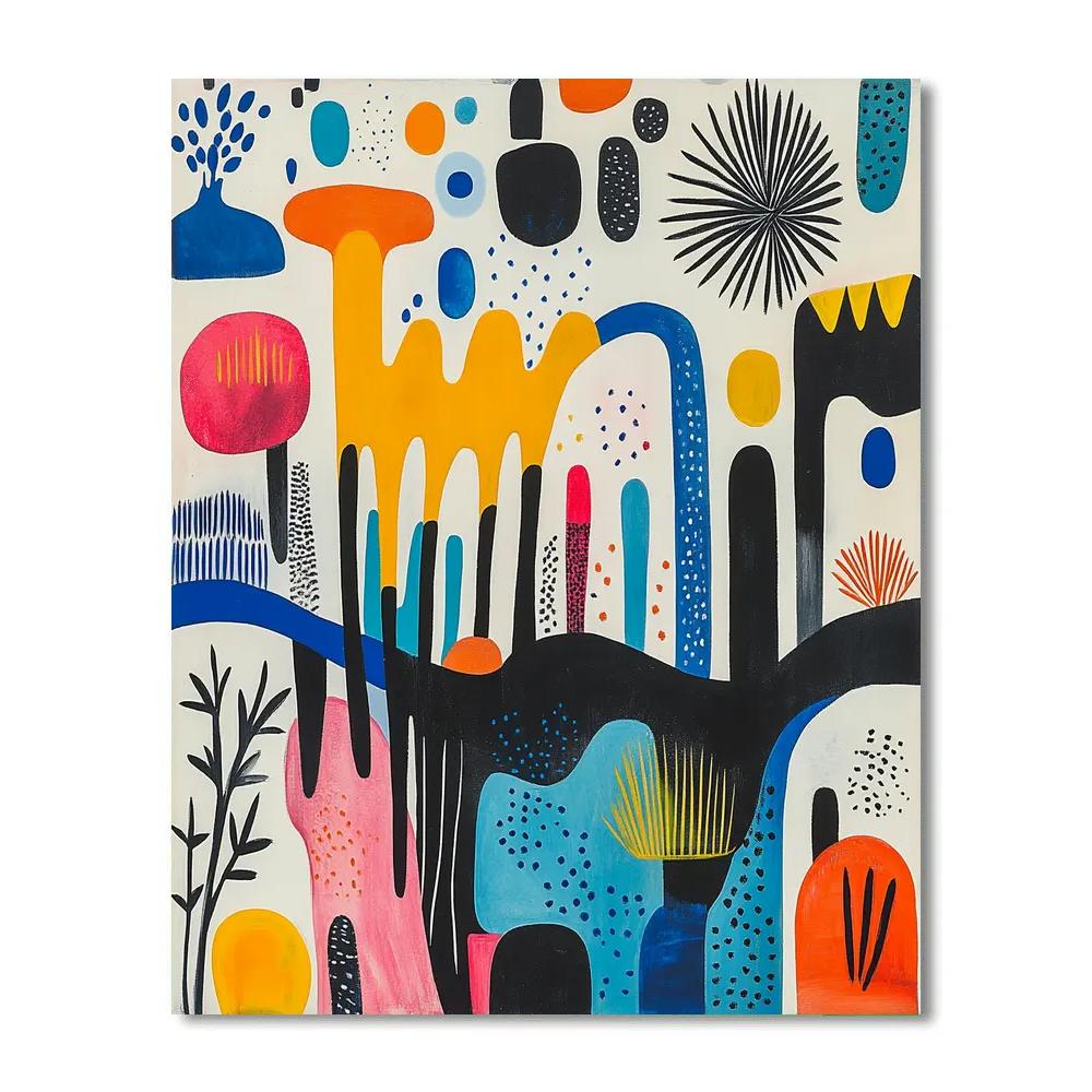 Miró Inspired Coral Playground Number painting