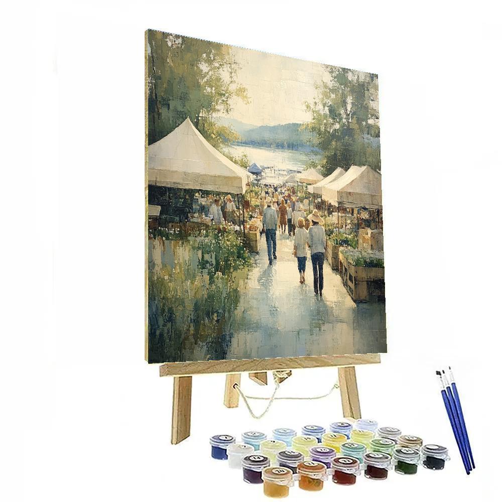 Pissarro Inspired Riverside Market paint by color