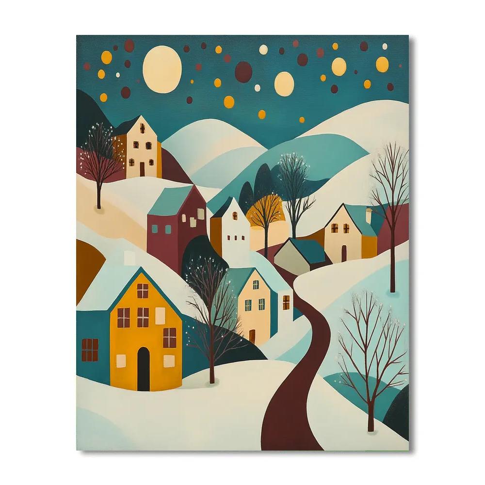 Klee Inspired Winter Village Painting by numbers kit