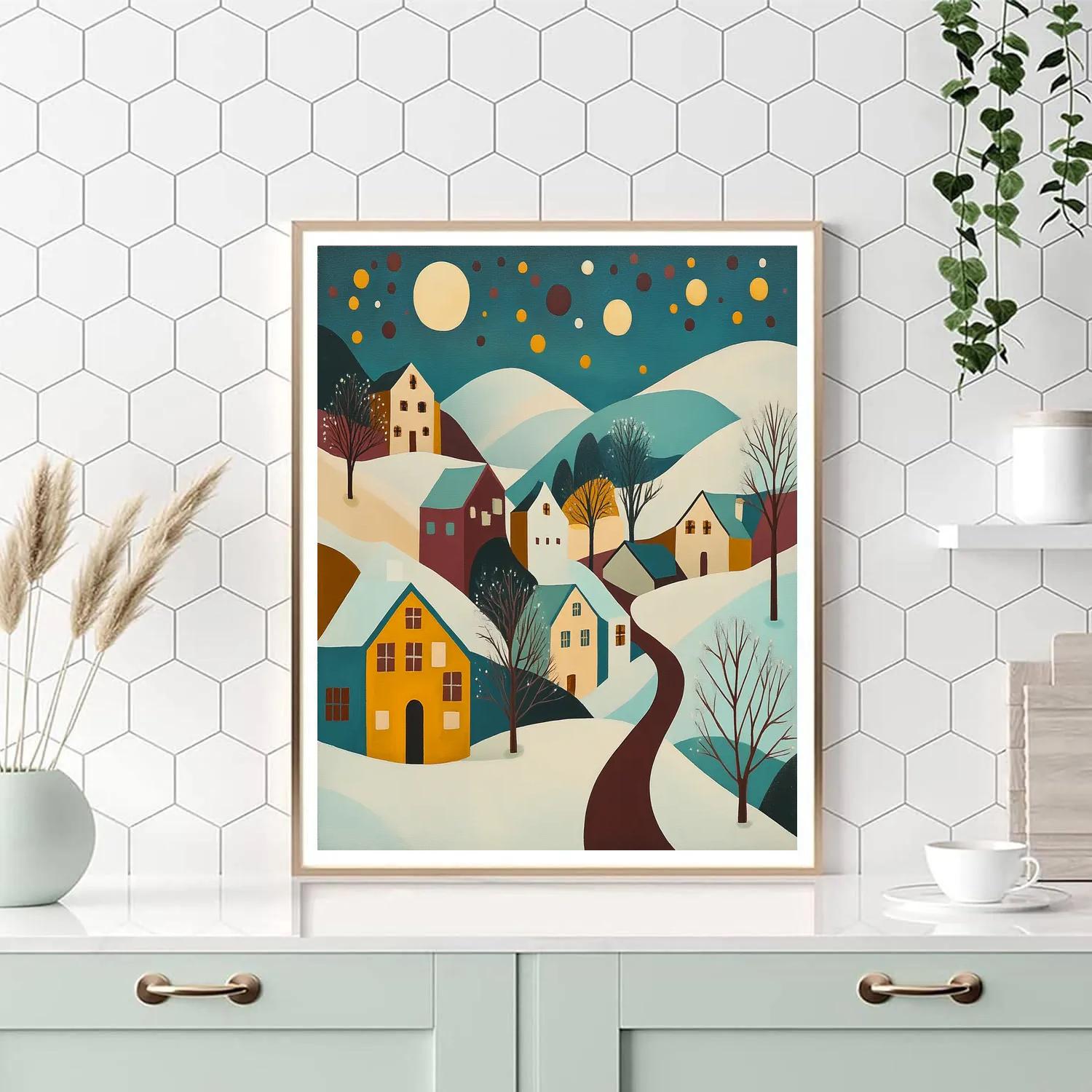 Klee Inspired Winter Village Painting by numbers kit