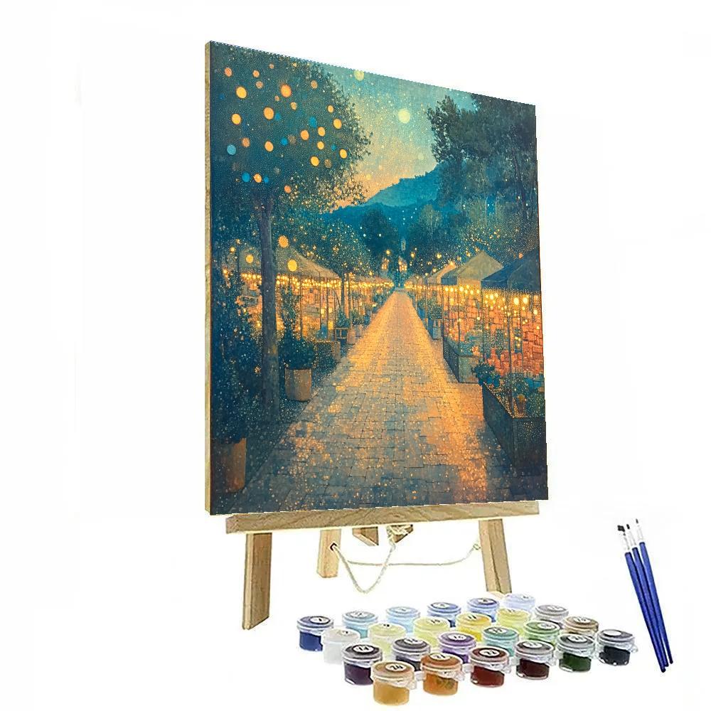 Seurat Inspired Morning Market Row Paint by numbers art