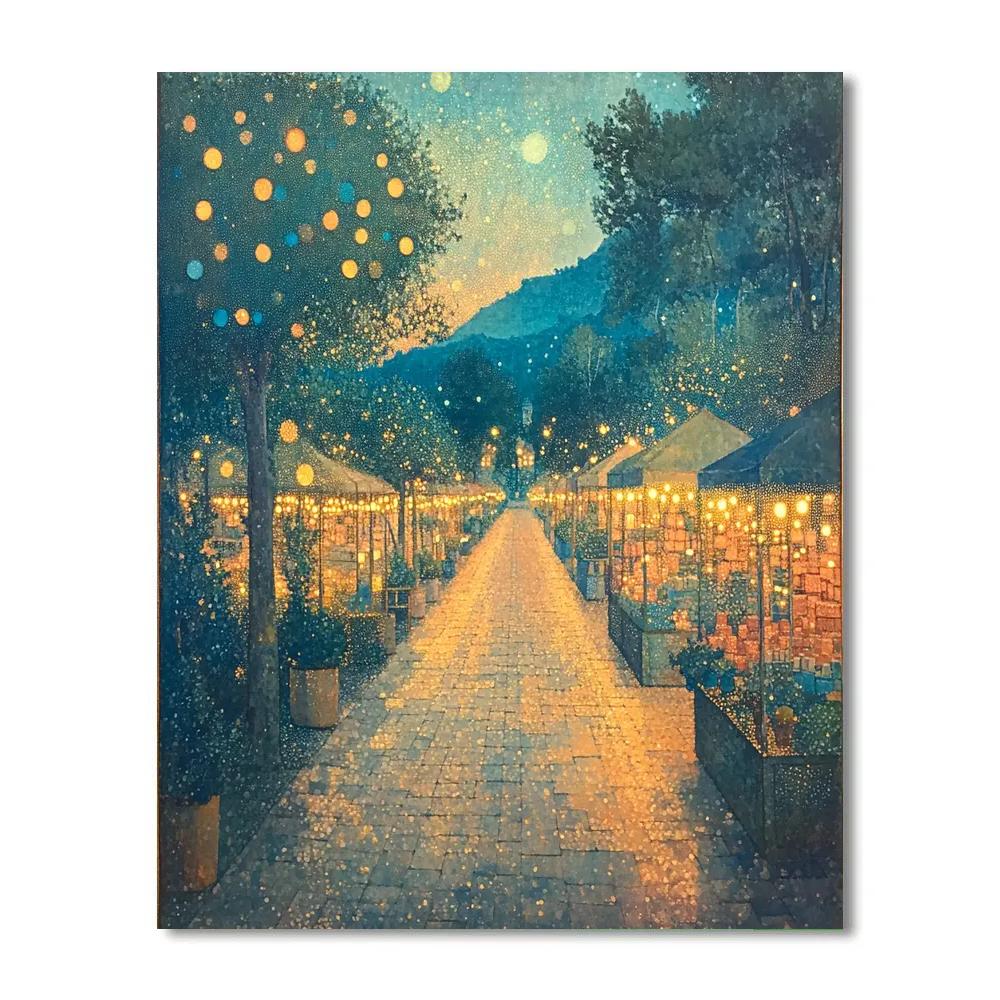 Seurat Inspired Morning Market Row Paint by numbers art