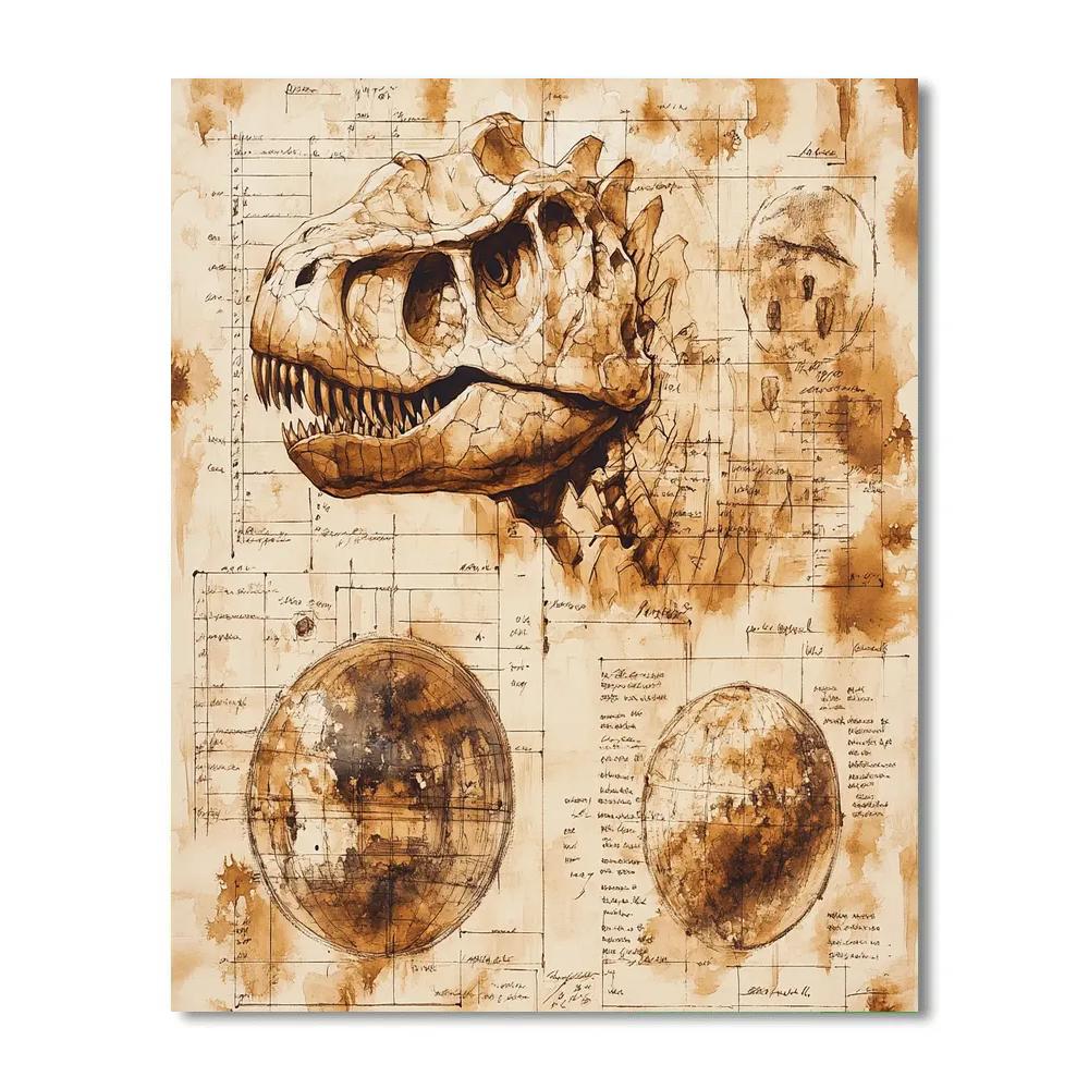 Leonardo Inspired Fossil Study Number painting