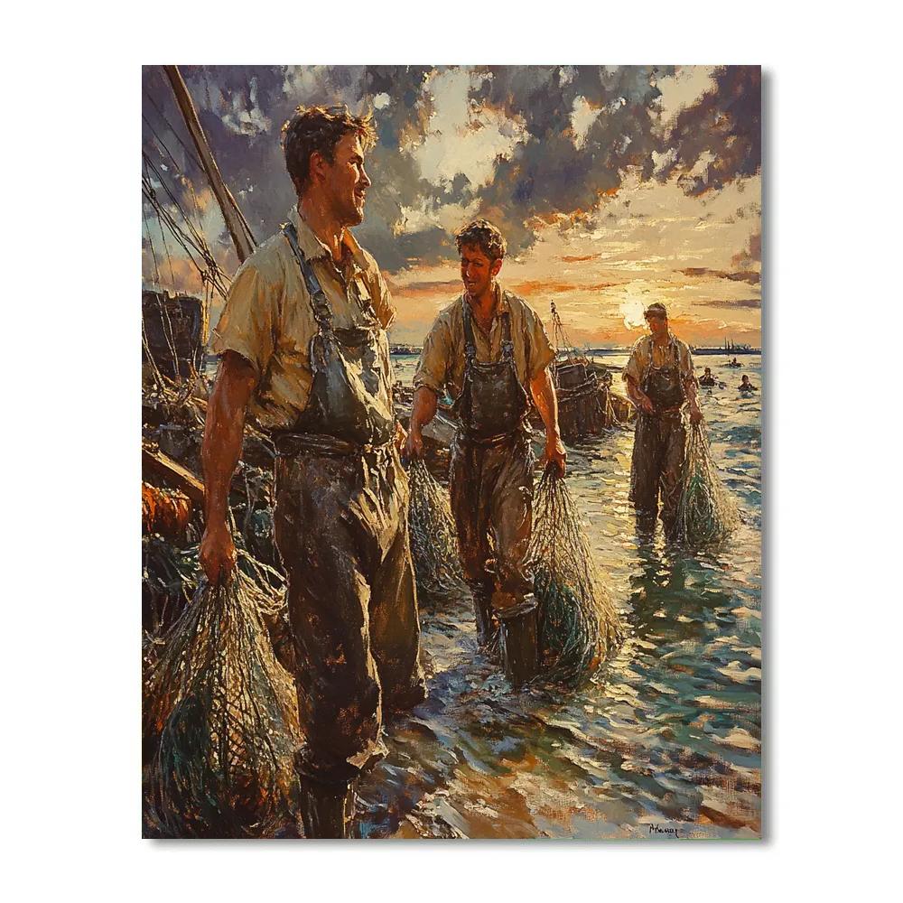 Courbet Inspired Fishermans Dawn Number painting