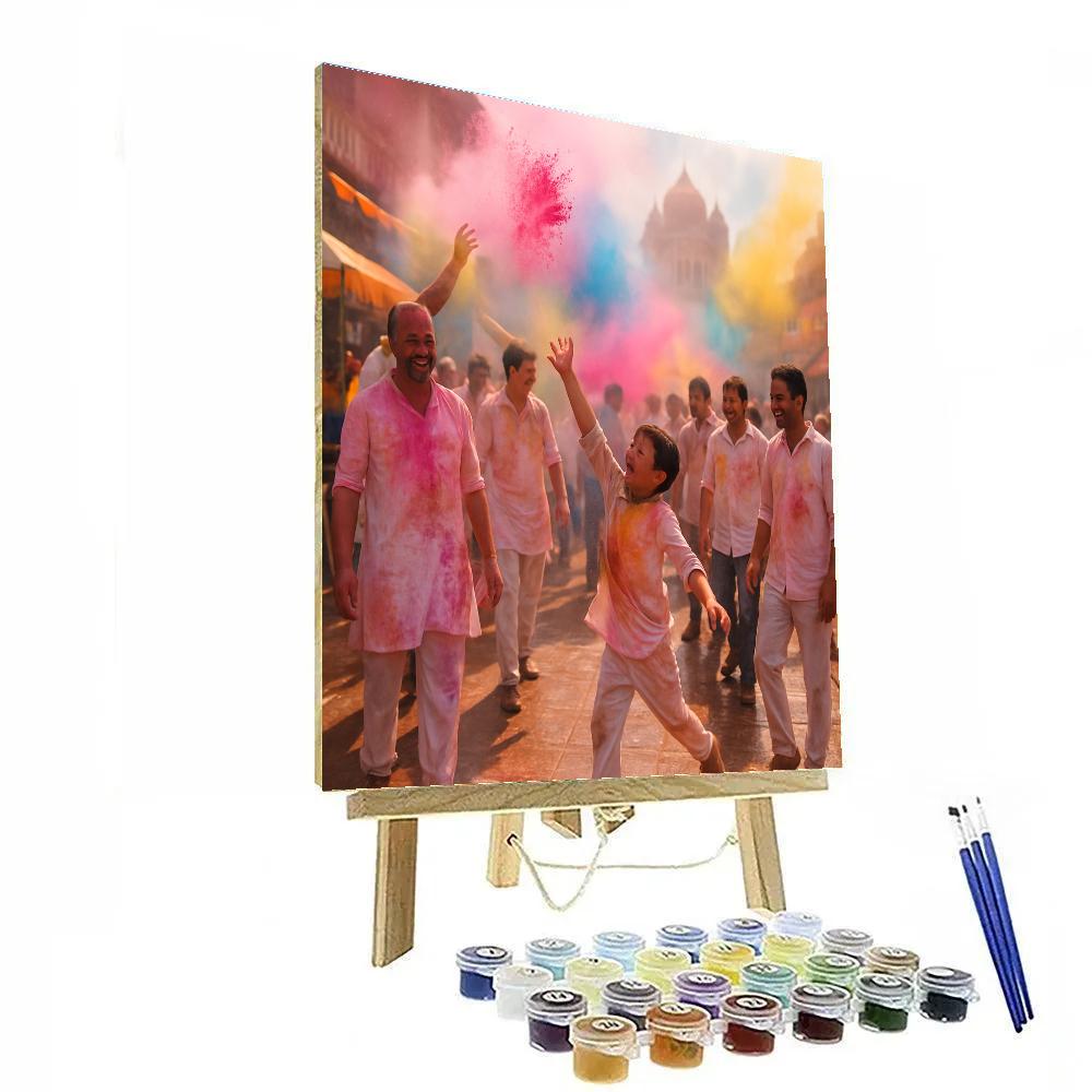 Holi Street Celebration In Mathura Paint by numbers kits