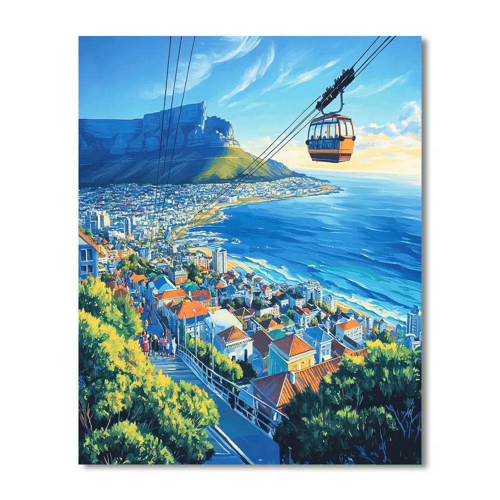 Table Mountain View Cape Town South Africa painting number kit
