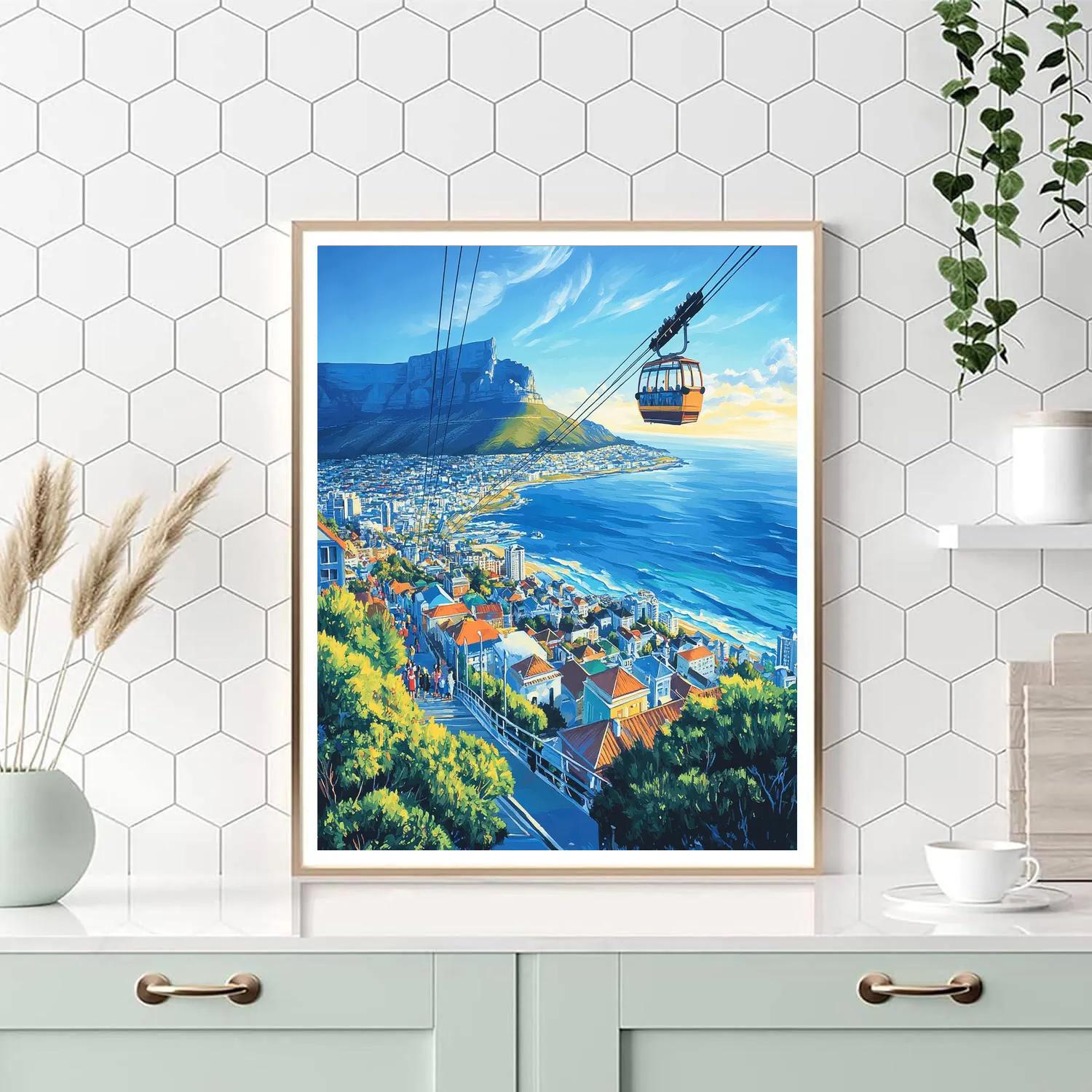 Table Mountain View Cape Town South Africa painting number kit