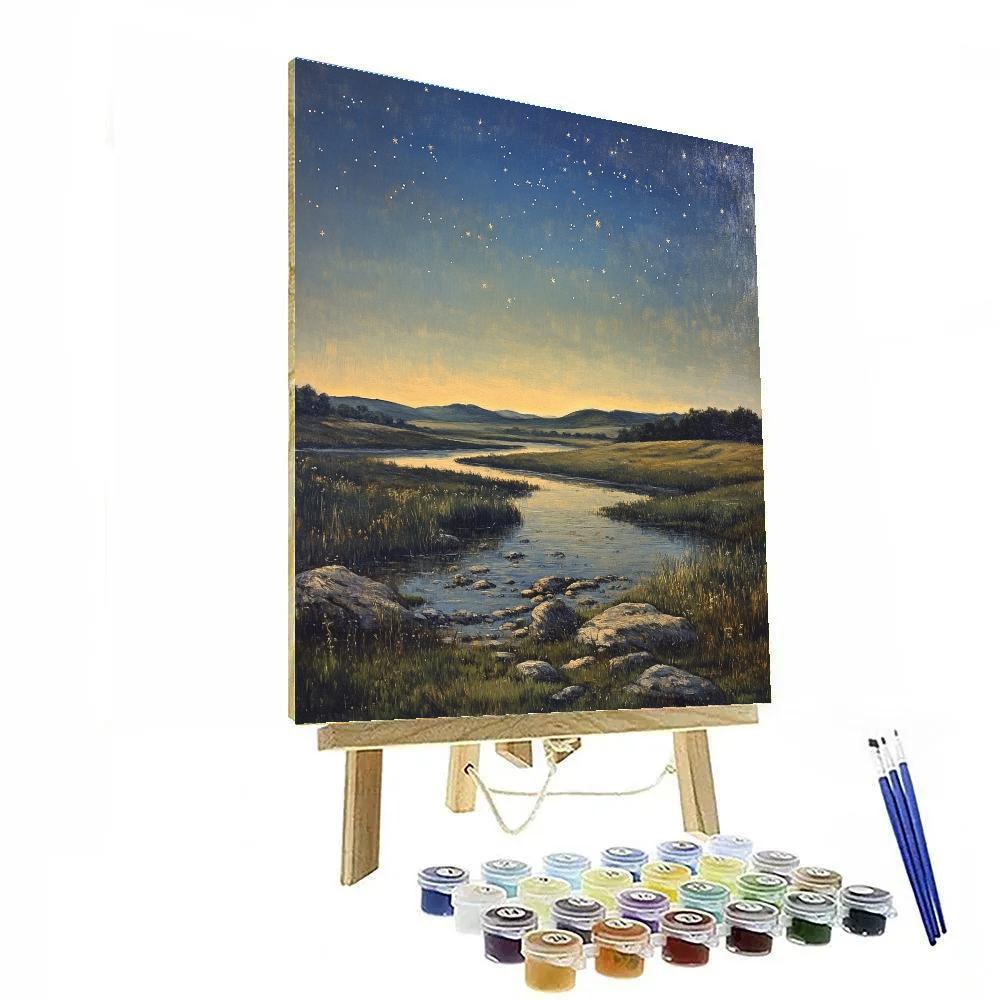 Leonardo Da Vinci Inspired Starry Countryside paint by number