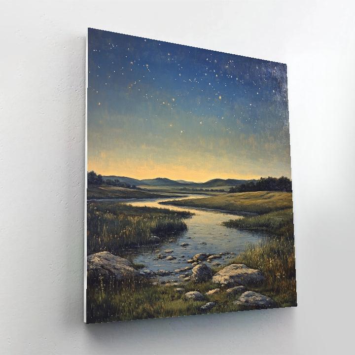 Leonardo Da Vinci Inspired Starry Countryside paint by number