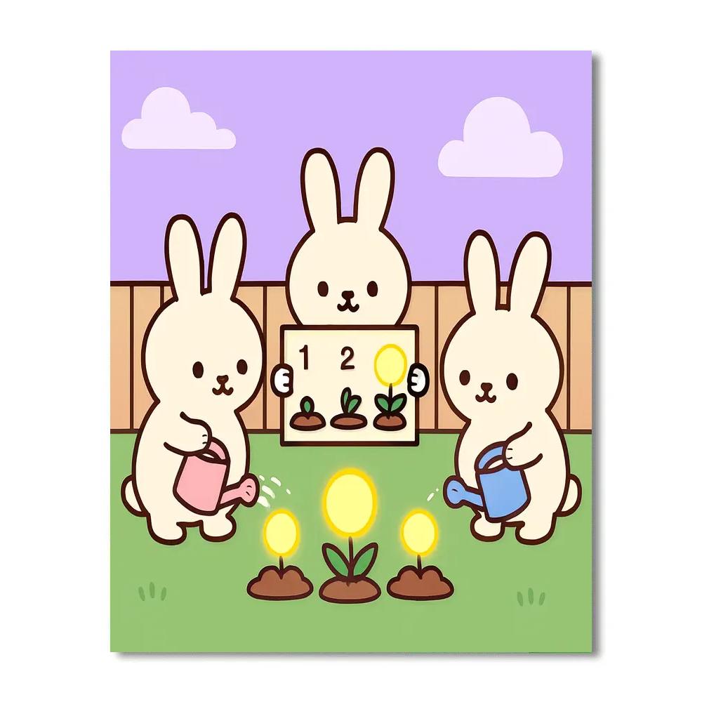 Moon Garden Rabbits DIY paint by numbers
