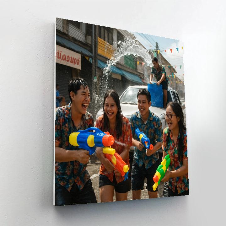 Songkran Water Festival Street Splash DIY paint by numbers