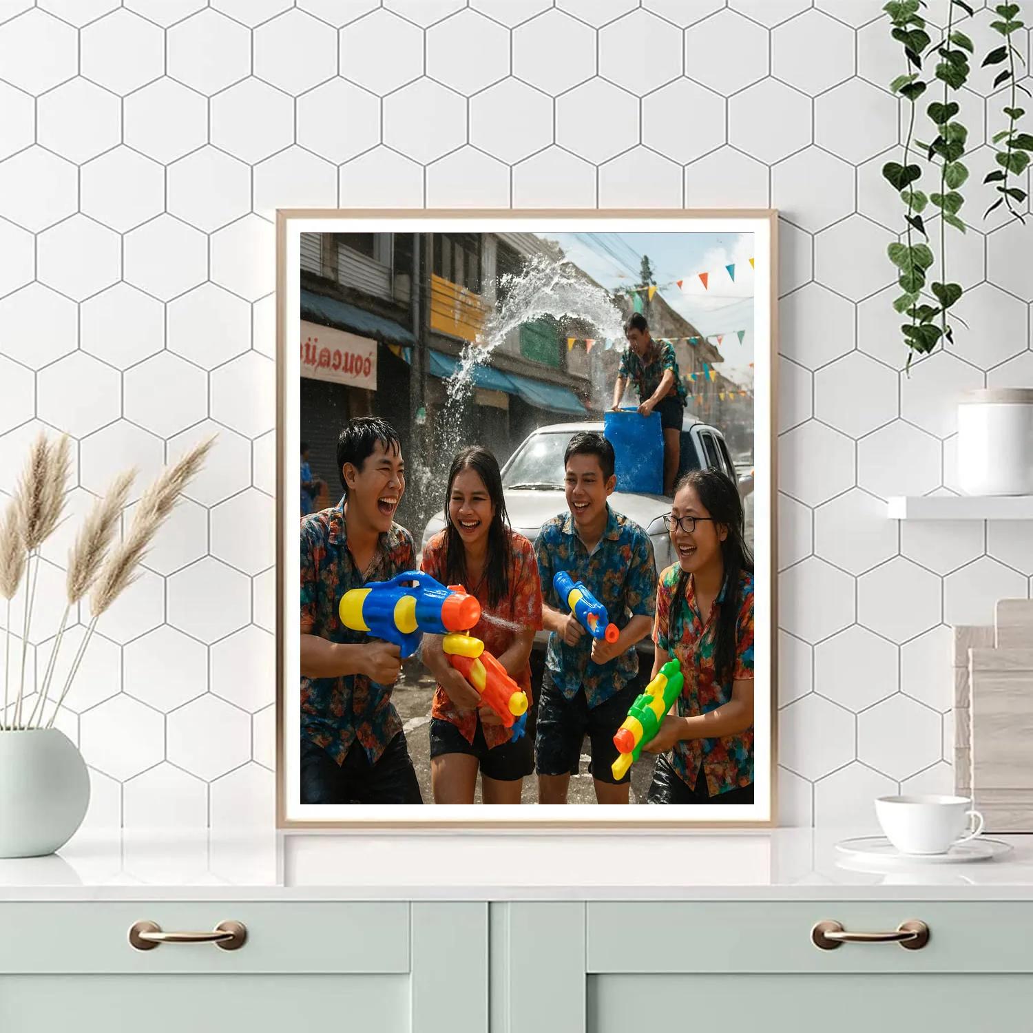 Songkran Water Festival Street Splash DIY paint by numbers