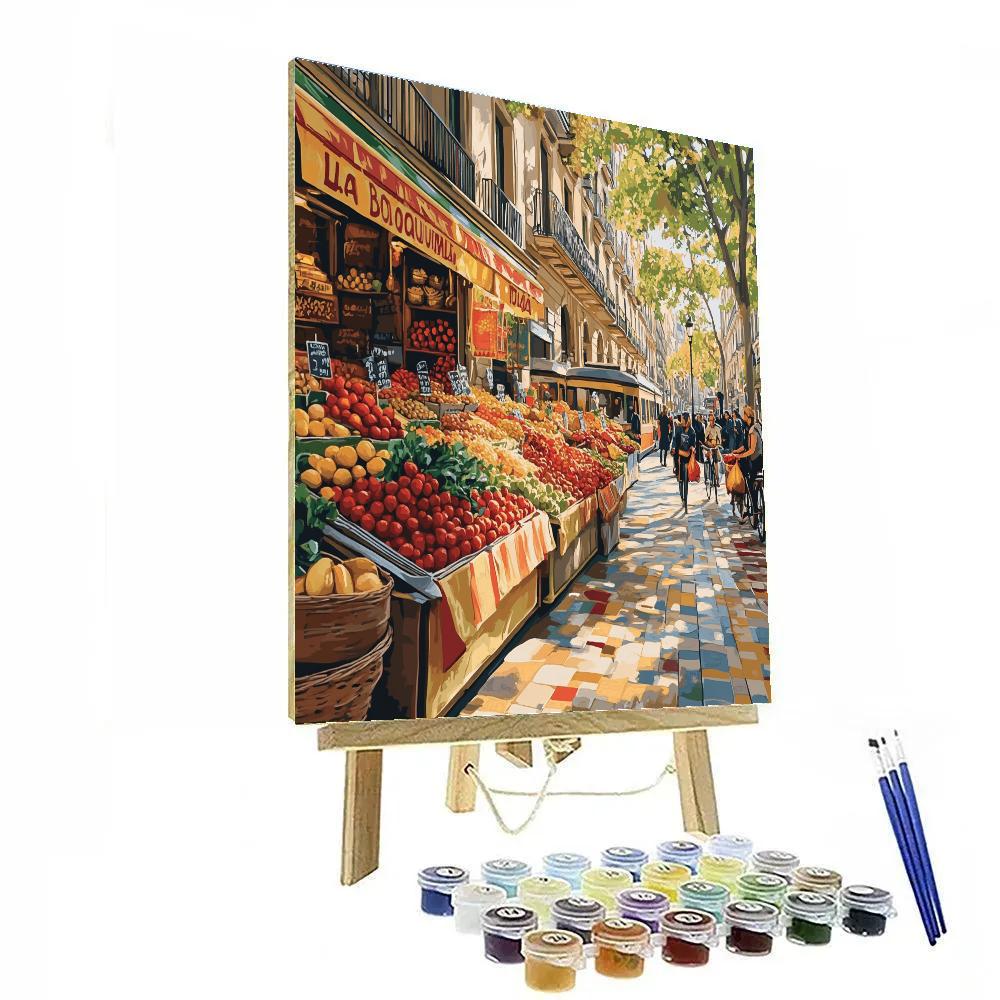 La Rambla And Boqueria Market Barcelona Spain Paint by numbers art