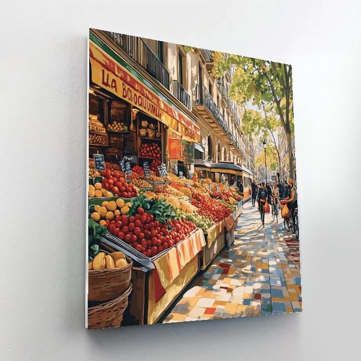 La Rambla And Boqueria Market Barcelona Spain Paint by numbers art