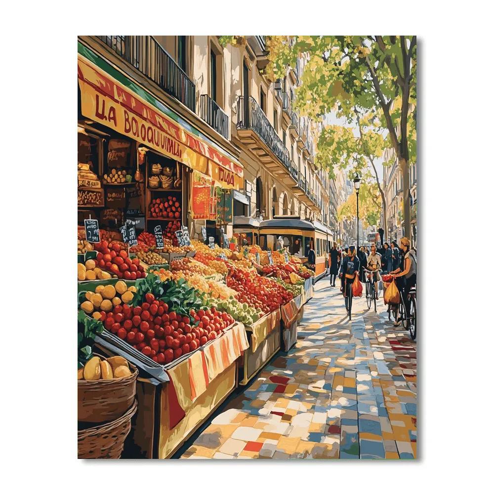 La Rambla And Boqueria Market Barcelona Spain Paint by numbers art