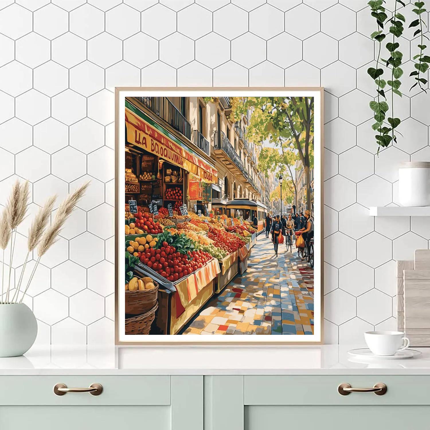 La Rambla And Boqueria Market Barcelona Spain Paint by numbers art