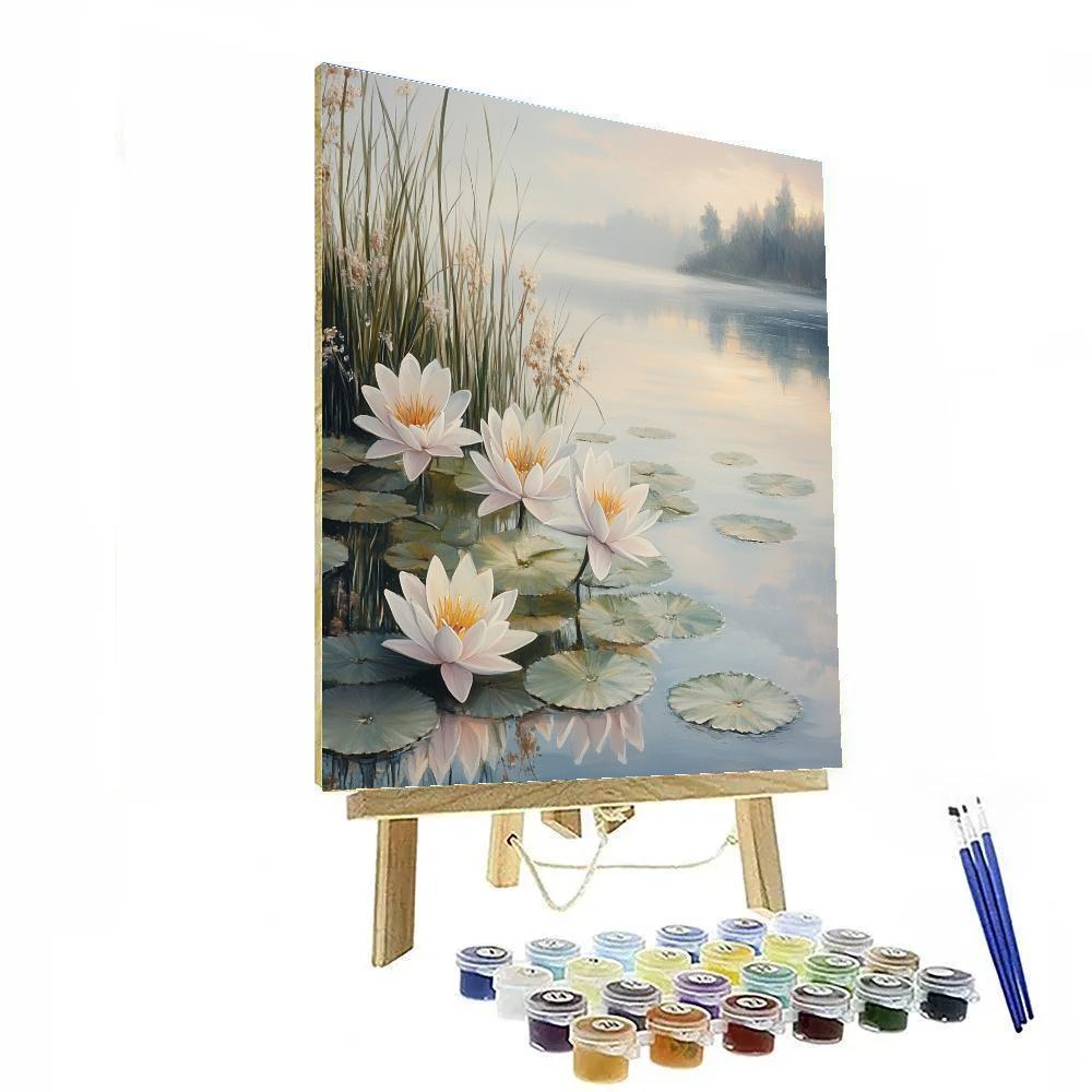 Leonardo Da Vinci Inspired Water Lilies At Dawn Numbered painting kits