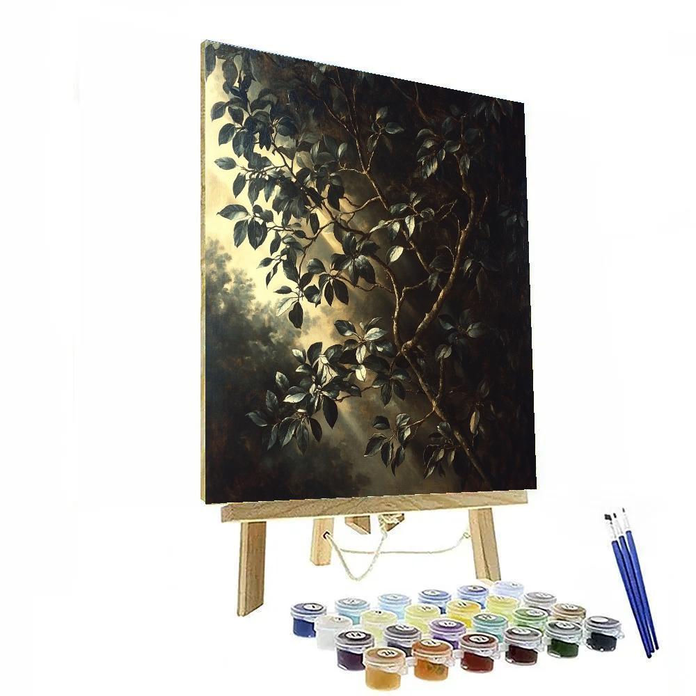 Caravaggio Inspired Twilight Forest Canopy paint by number
