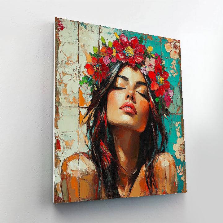 Frida Kahlo Inspired Floral Self Portrait paint by color