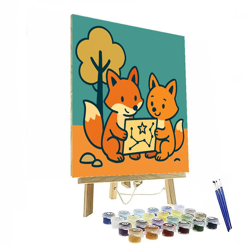 Space Forest Fox Friends Number painting