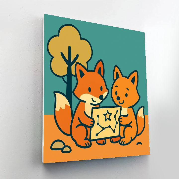 Space Forest Fox Friends Number painting