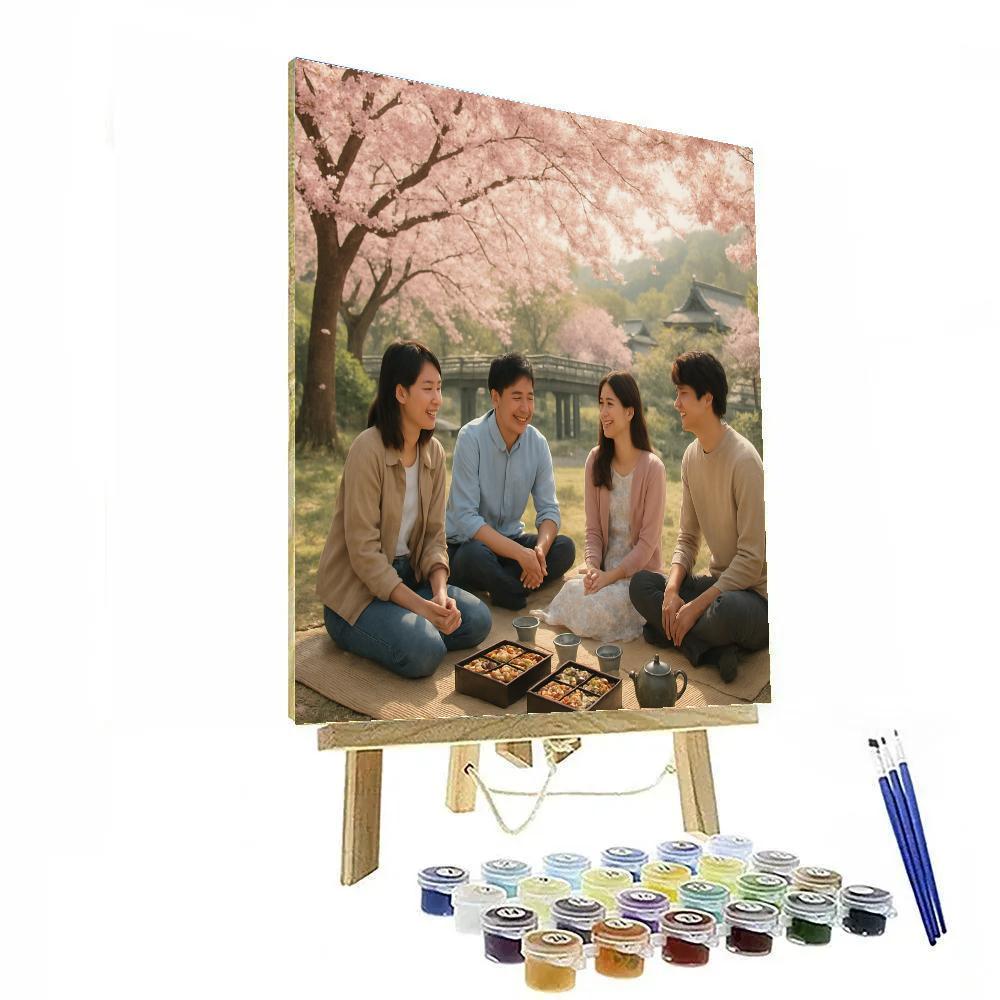 Cherry Blossom Hanami Picnic In Kyoto Park Number painting