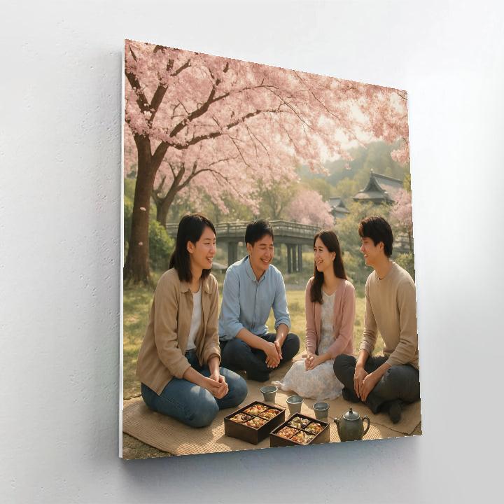 Cherry Blossom Hanami Picnic In Kyoto Park Number painting