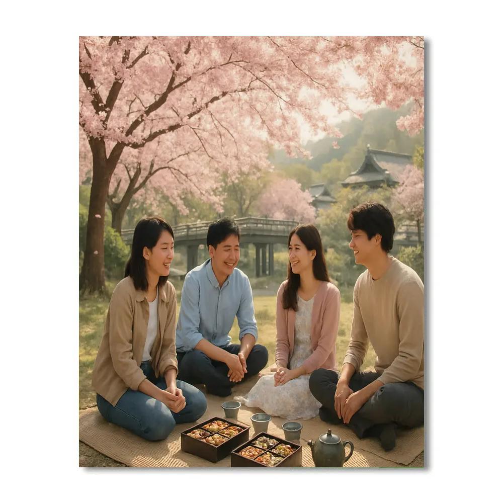 Cherry Blossom Hanami Picnic In Kyoto Park Number painting