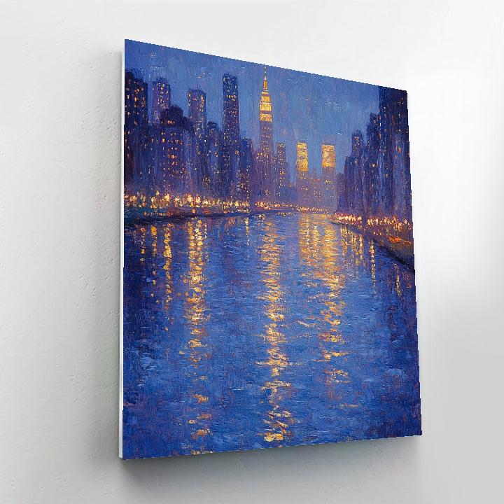 Claude Monet Inspired Citylights Reflection Number painting