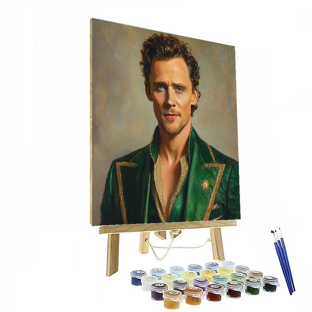 Tom Hiddleston: Echoes Of Mischief In Emerald Light Painting by numbers kit