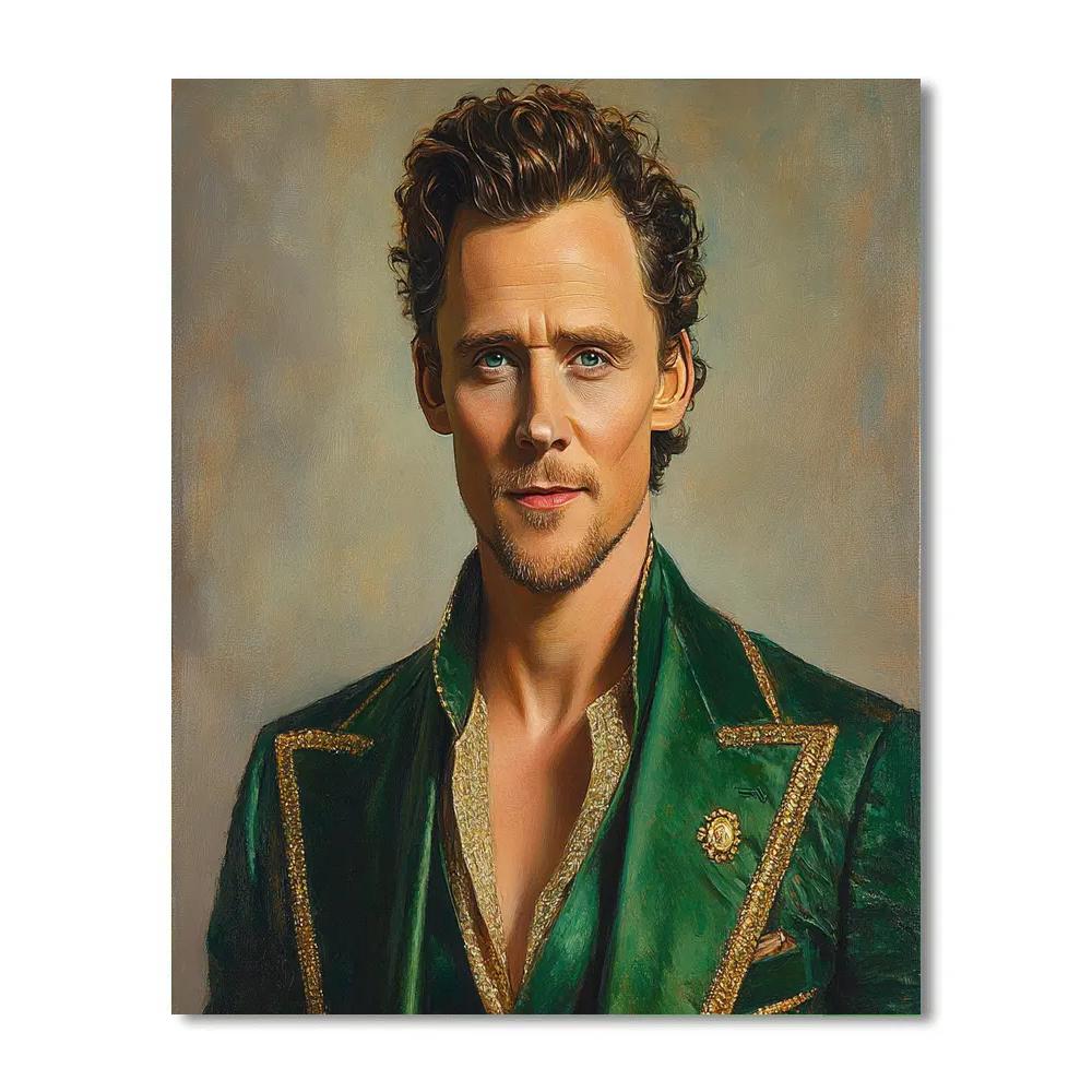 Tom Hiddleston: Echoes Of Mischief In Emerald Light Painting by numbers kit