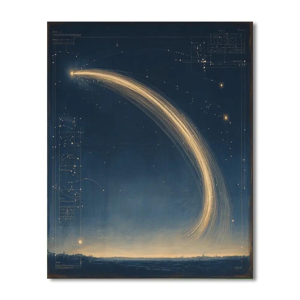 Leonardo Da Vinci Inspired Celestial Comet Arcs DIY paint by numbers