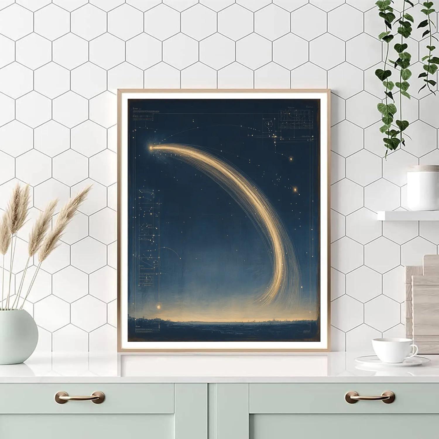 Leonardo Da Vinci Inspired Celestial Comet Arcs DIY paint by numbers