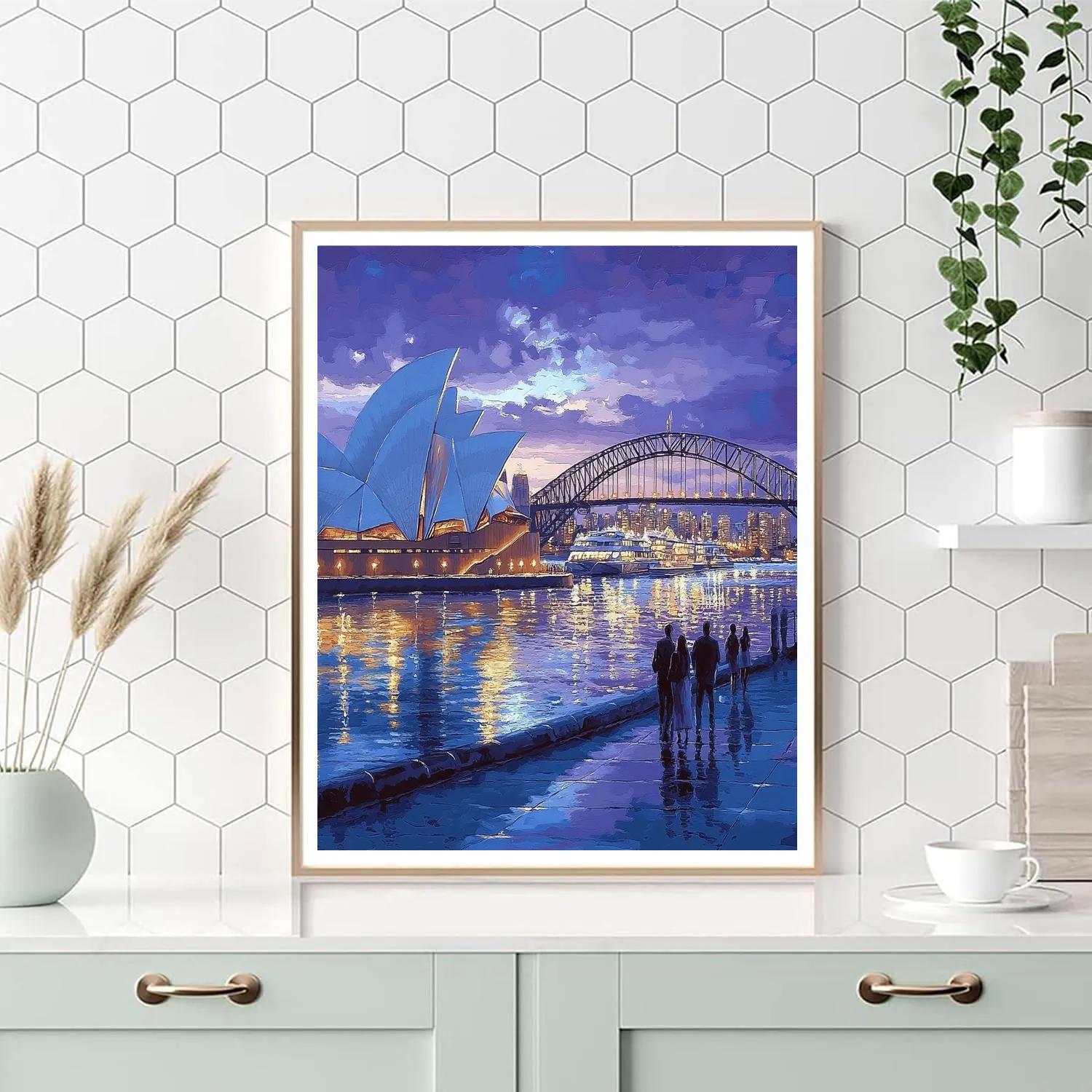 Sydney Harbour Bridge And Opera House Dusk Sydney Australia Numbered painting kits