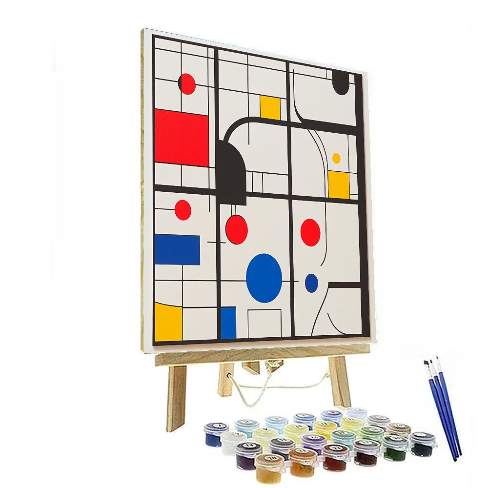 Piet Mondrian Inspired City Grid paint by color
