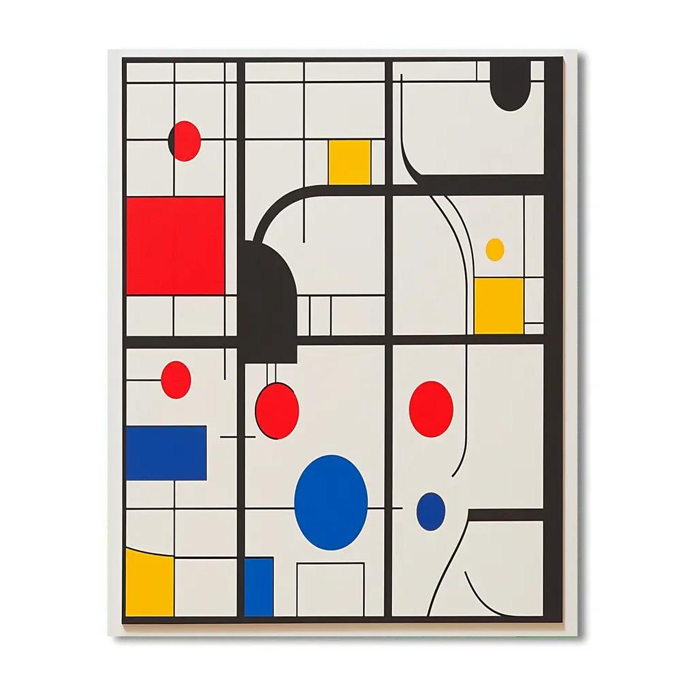 Piet Mondrian Inspired City Grid paint by color