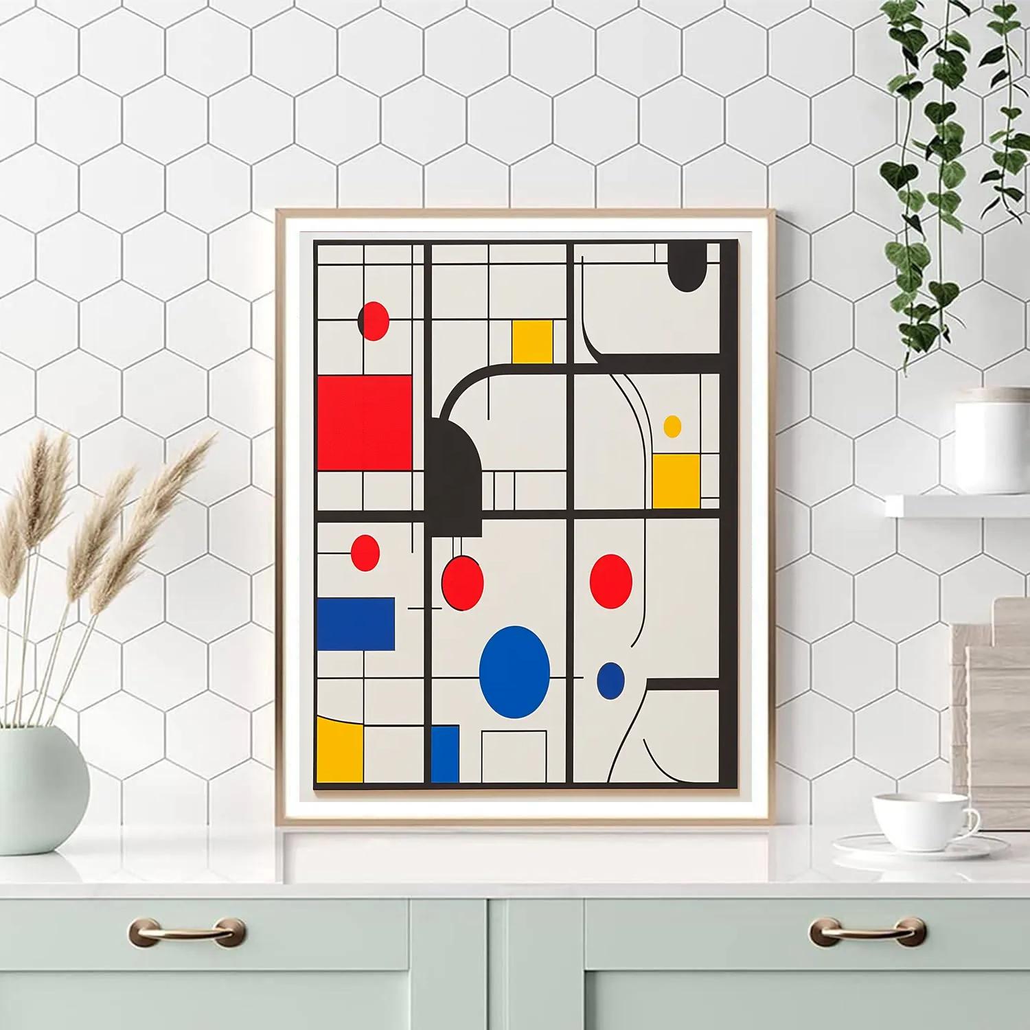 Piet Mondrian Inspired City Grid paint by color