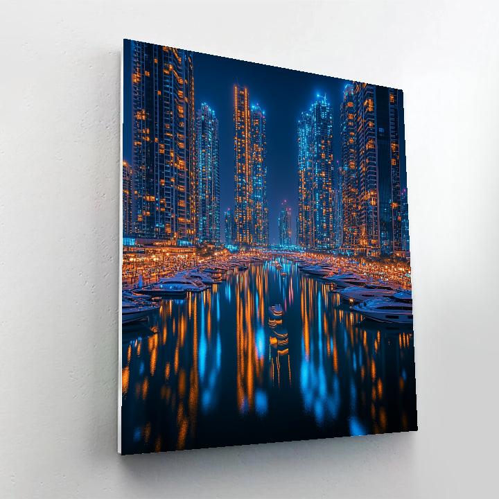 Dubai Marina Night Skyline Dubai United Arab Emirates Number painting
