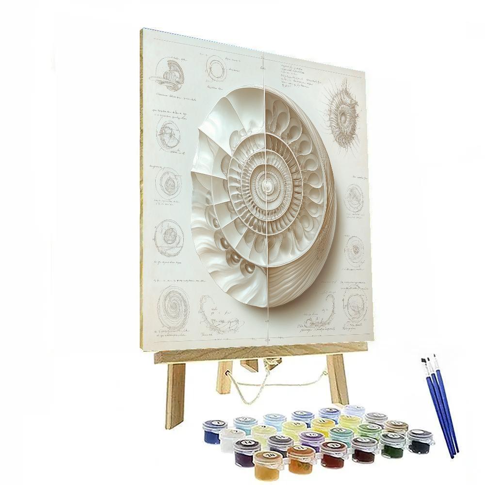 Leonardo Da Vinci Inspired Intricate Nautilus Spiral paint by number