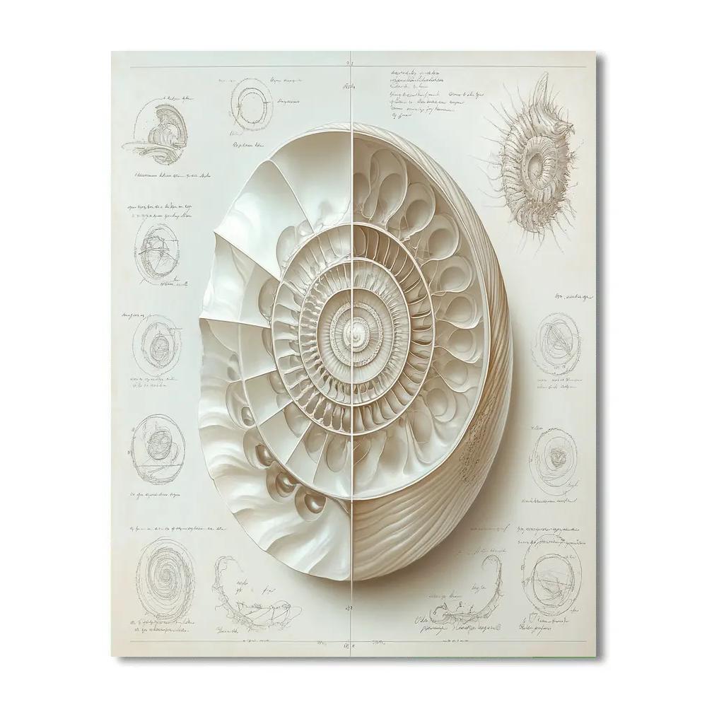 Leonardo Da Vinci Inspired Intricate Nautilus Spiral paint by number