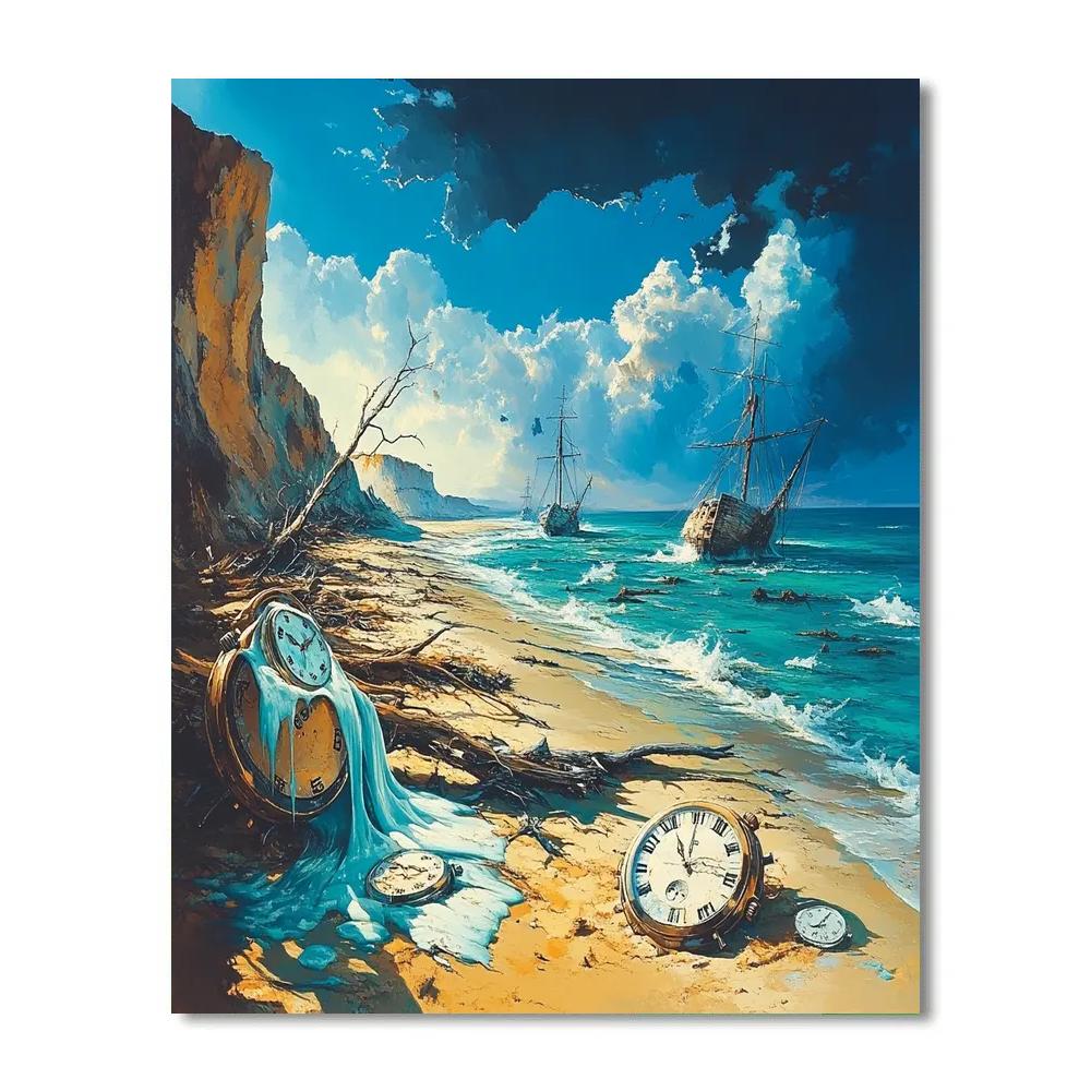 Salvador Dali Inspired Ocean Of Time paint by color