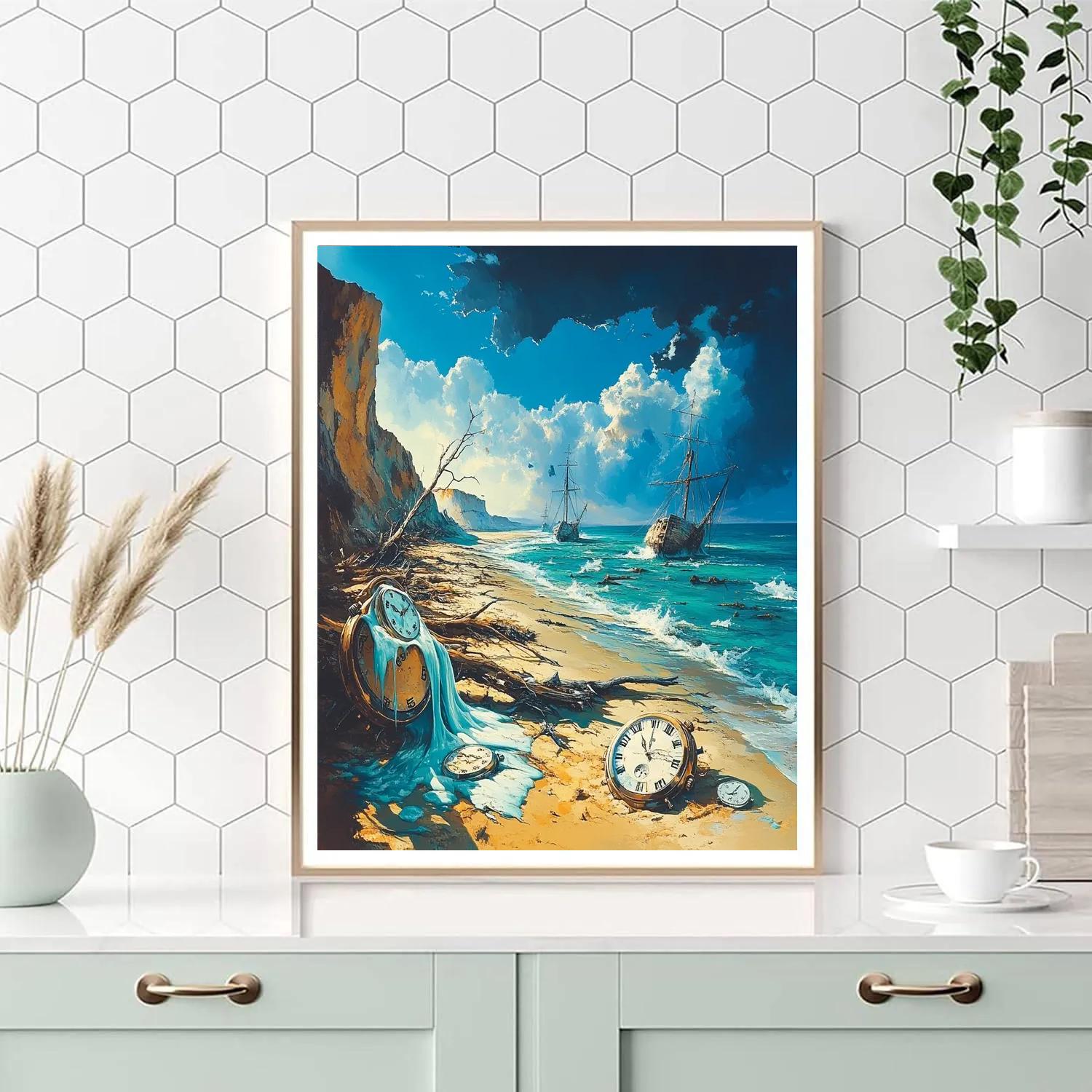 Salvador Dali Inspired Ocean Of Time paint by color