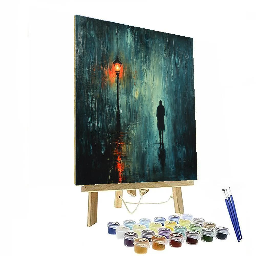 Edvard Munch Inspired Rainy Street paint by color