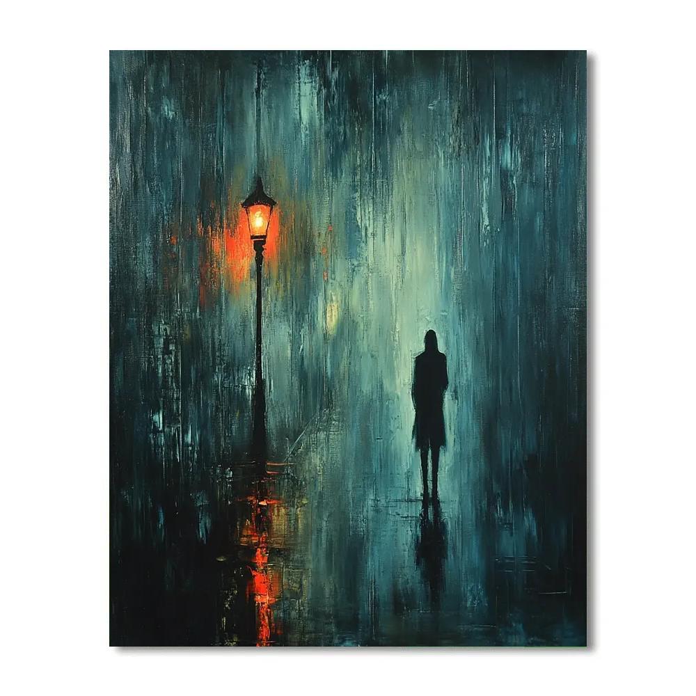 Edvard Munch Inspired Rainy Street paint by color