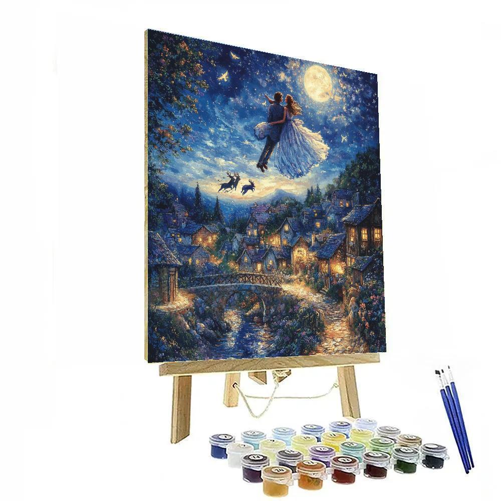 Marc Chagall Inspired Lovers Over The Town paint by number