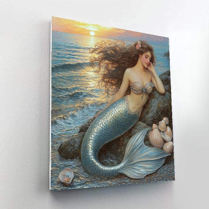 John William Waterhouse Inspired Mythic Mermaid paint by number