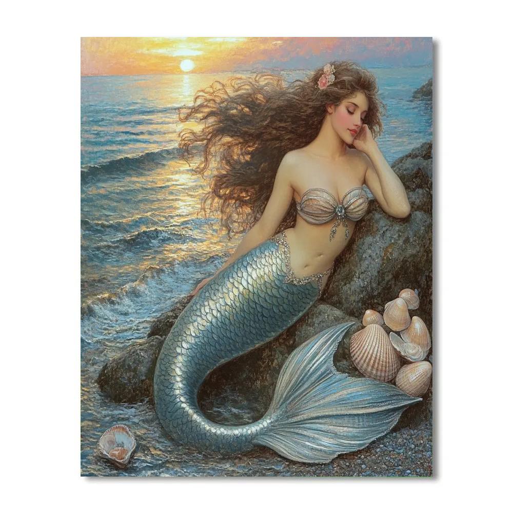 John William Waterhouse Inspired Mythic Mermaid paint by number