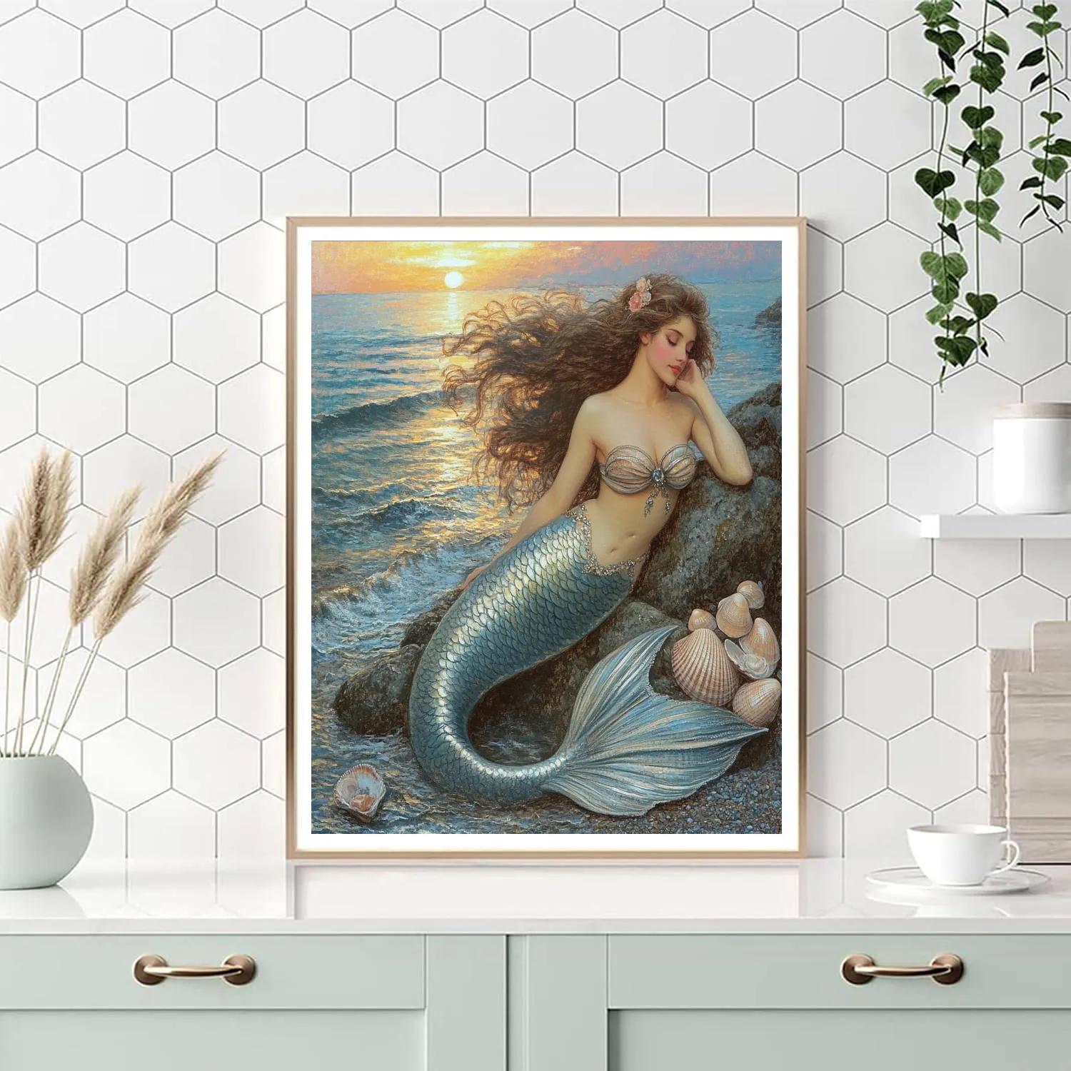 John William Waterhouse Inspired Mythic Mermaid paint by number